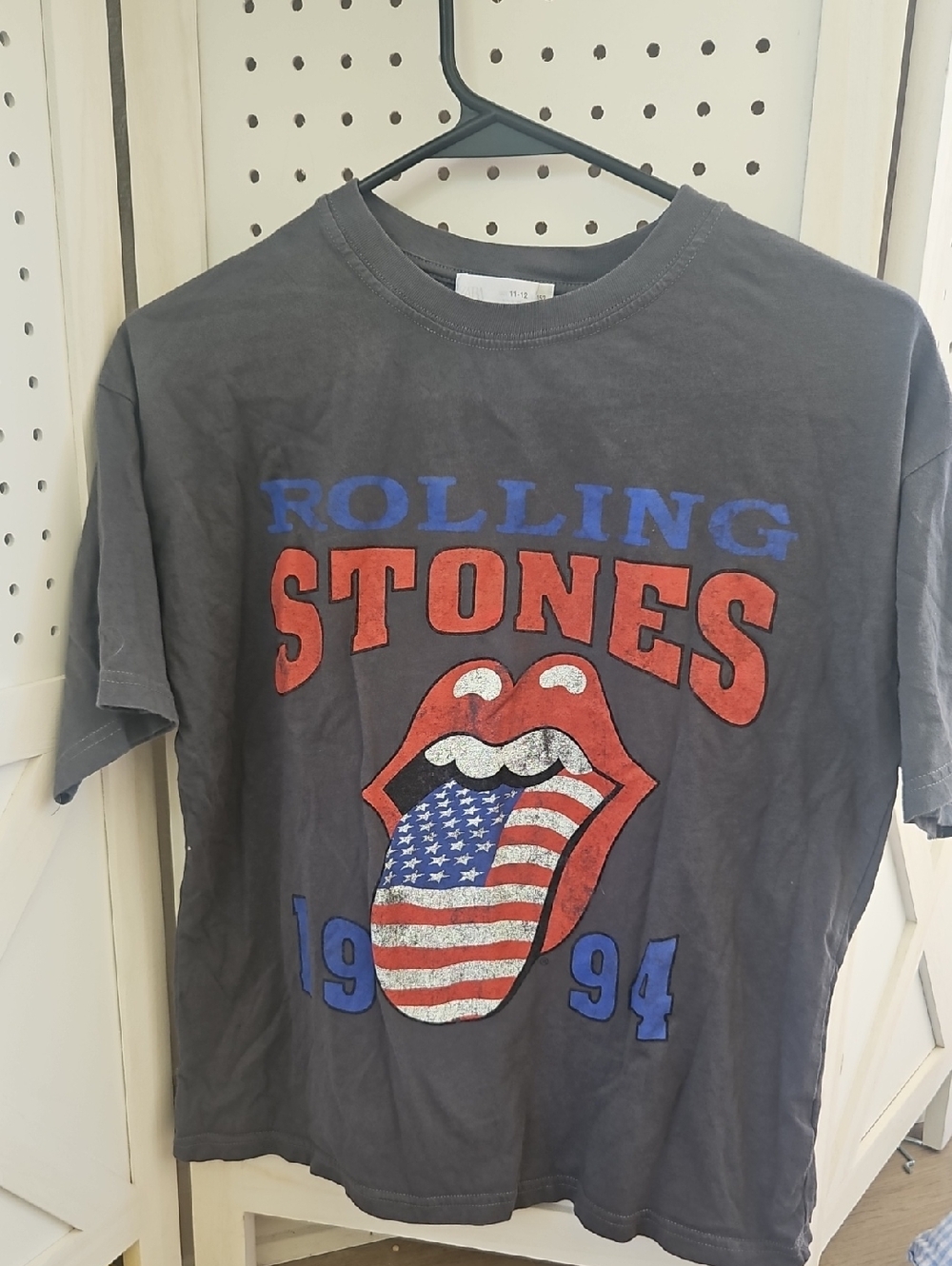 Zara Black Rolling Stones Graphic Tee with Red, Blue, White